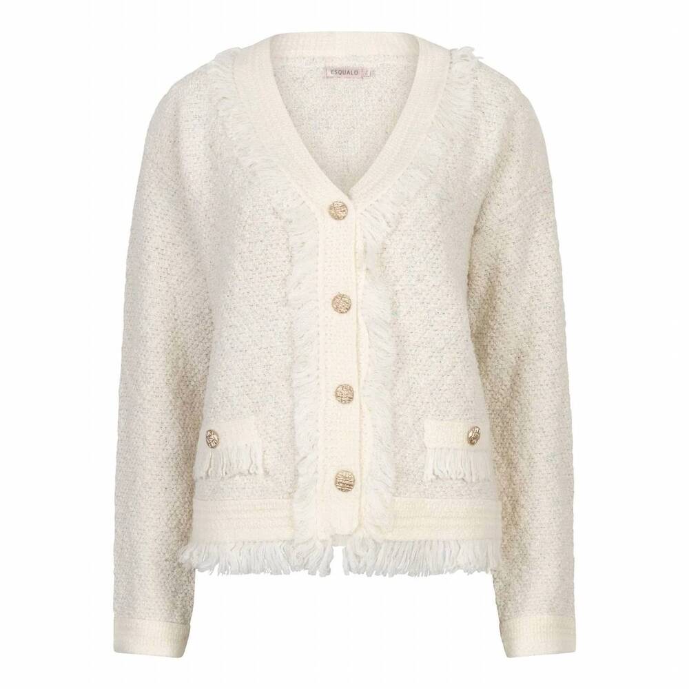 NEW ESQUALO women's fringed cardigan in ecru